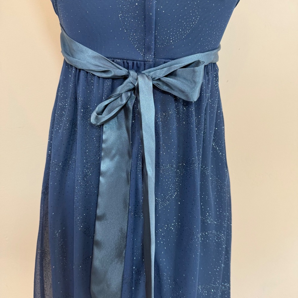 Y2K Glitter Mesh Babydoll Mini Dress Blue Empire Waist Fairycore Party USA M - Picture 8 of 13